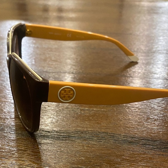 Tory Burch Brown Sunglasses with Yellow Temples - Picture 2 of 4